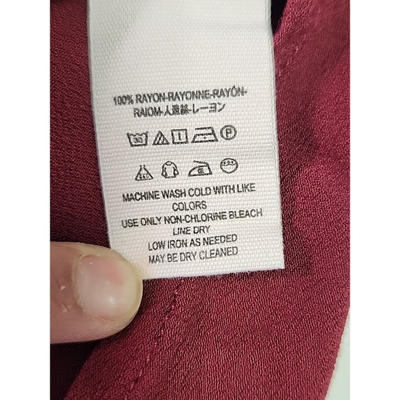 Free People Womens L Burgundy Cold Shoulder Draped Long Sleeve Tunic Mini Dress - Picture 8 of 9